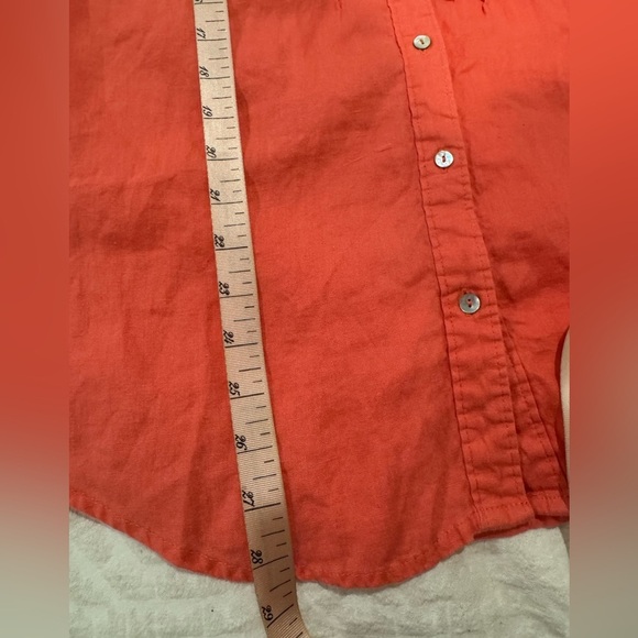 Malvin Germany I love linen coral pin tuck long sleeve blouse collared button - Picture 8 of 8